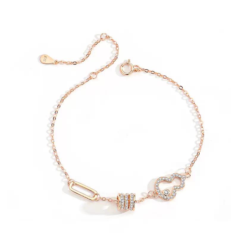S999 Sterling Silver Gourd Slim Waist Bracelet – Elegant and Versatile Women's Light Luxury Style.