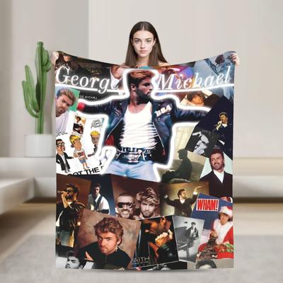 George Michael Musikdecke Reise Büro Flanell Überwurfdecke für Wohnzimmer Weich Warm Design Qualität Bettüberwurf