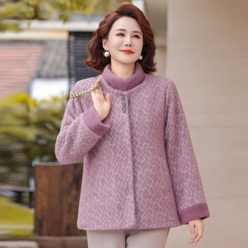 New noble and high-grade thickened mink women's clothing winter warm woolen jacket cardigan