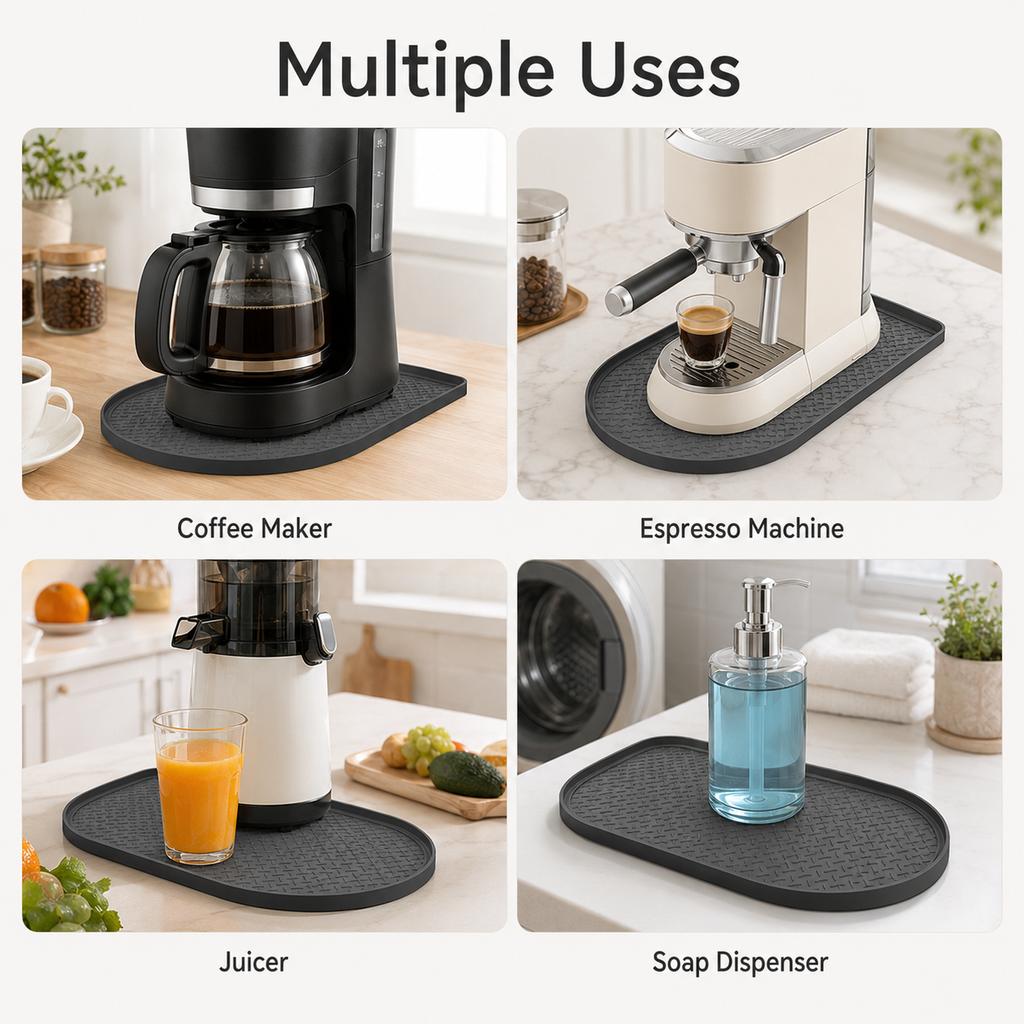 Xiaomi Silicone Coffee Machine Mat Anti Slip Countertop Drip Tray for Espresso Maker Coffee Bar Spill Pad Kitchen Protector Easy Clean
