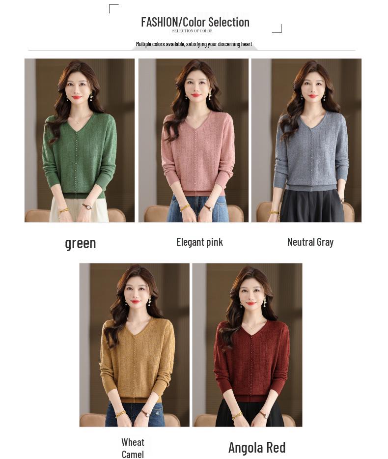 Mamas Herbst-Strickpullover mit V-Ausschnitt: Modisches, lockeres, warmes Oberteil für Frauen mittleren Alters und ältere Frauen