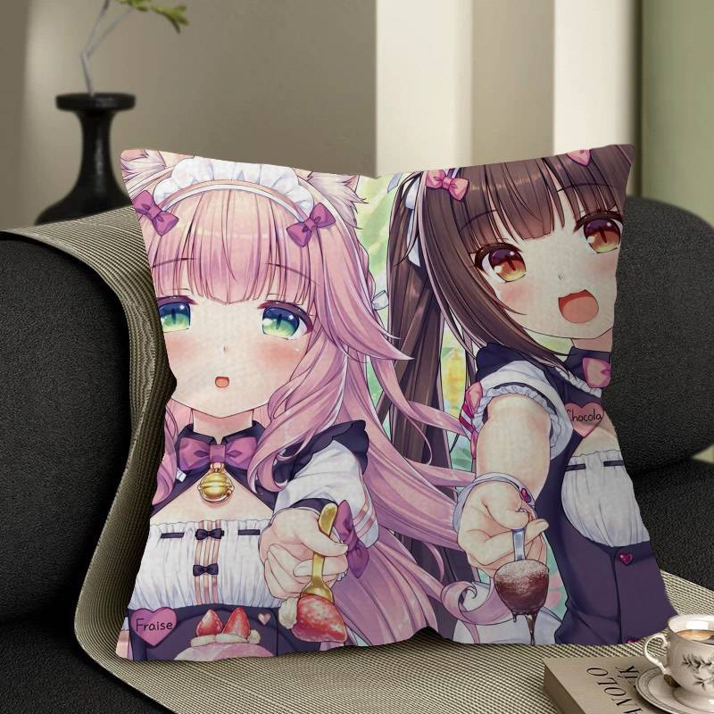 Nekopara Cat Girl Stitch Lucky Dragon Pillow Cover Sofa Cushion Cover Home Room Decoration Children Gift