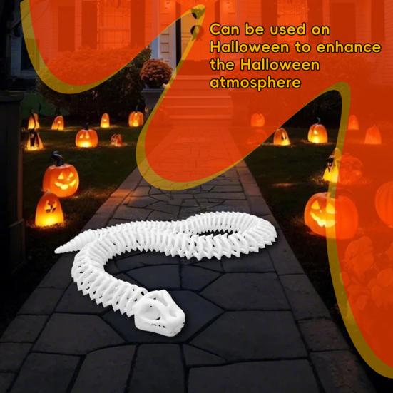 Halloween Skeleton Snake Toy Figurine Movable Joints Snake Bone Figure