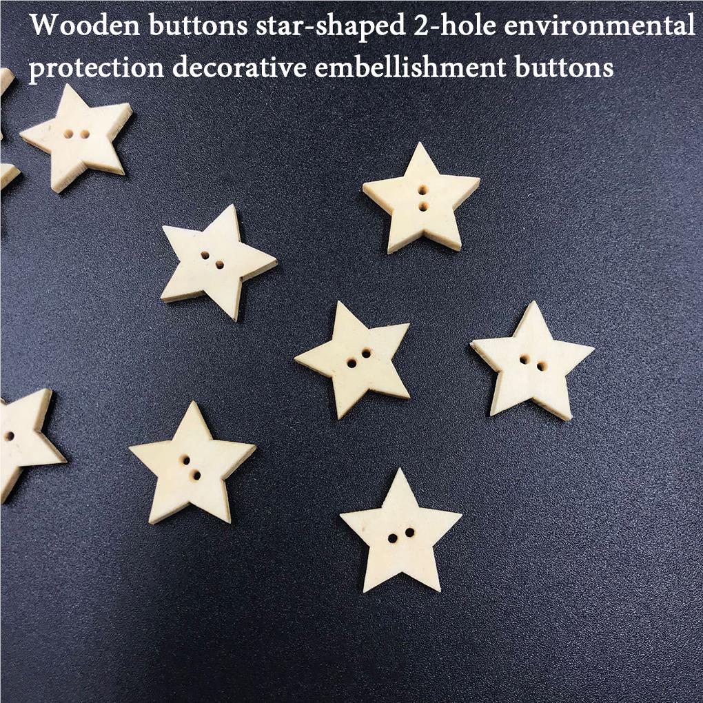 200pcs Wooden Star Buttons 2 Holes Sewing Scrap-booking Buttons Embellishment DIY Craft Decoration