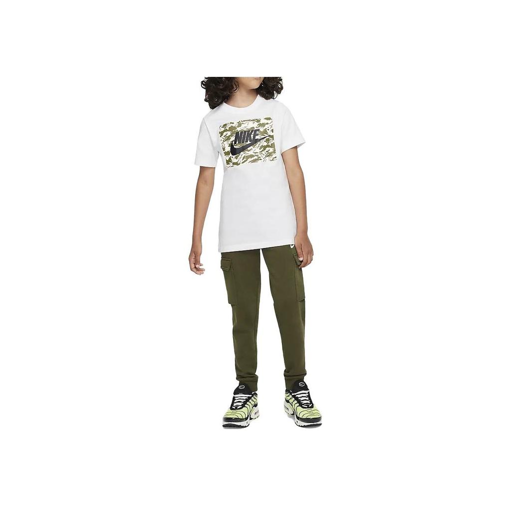 Nike Sportswear Letter Print Crew Neck Casual Short Sleeve T-Shirt Kids Tops White DR9728-100