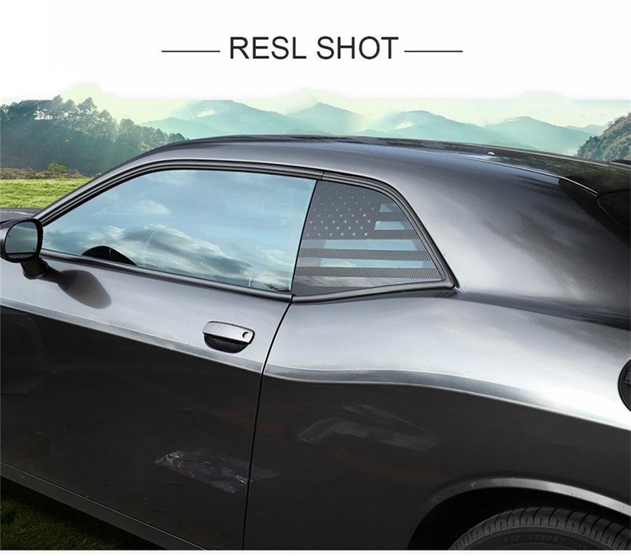 2Pcs Rear Window American Flag Vinyl Decal Stickers For 2008-22 Dodge Challenger
