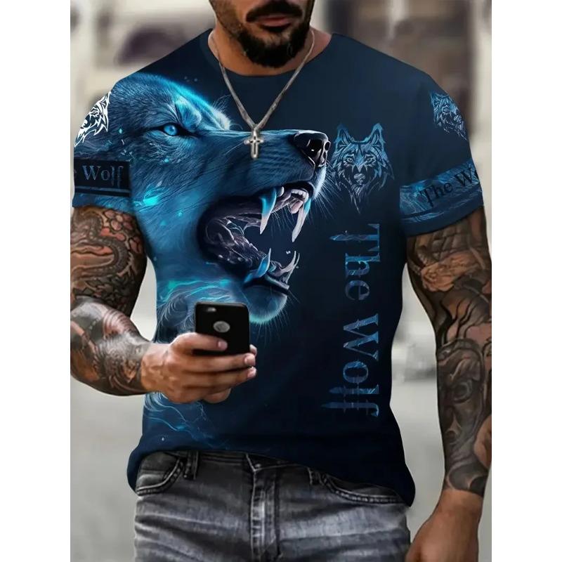 

Summer Fashion Street Cool Short-sleeved 3D Digital Printed Gradient Lion Men s T-shirt 6XL