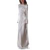 Women's Sexy Backless Mermaid Maxi Dress, Solid Color Round Neck Slim Fit Evening Gown for European American