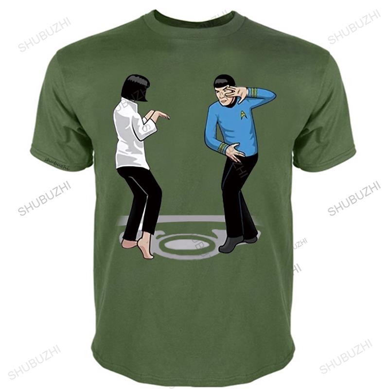 Male Black Tshirts  Cotton Print Mens Summer Oneck Tees Mens Pulp Fiction Dance Short Sleeve Tshirts Euro Size