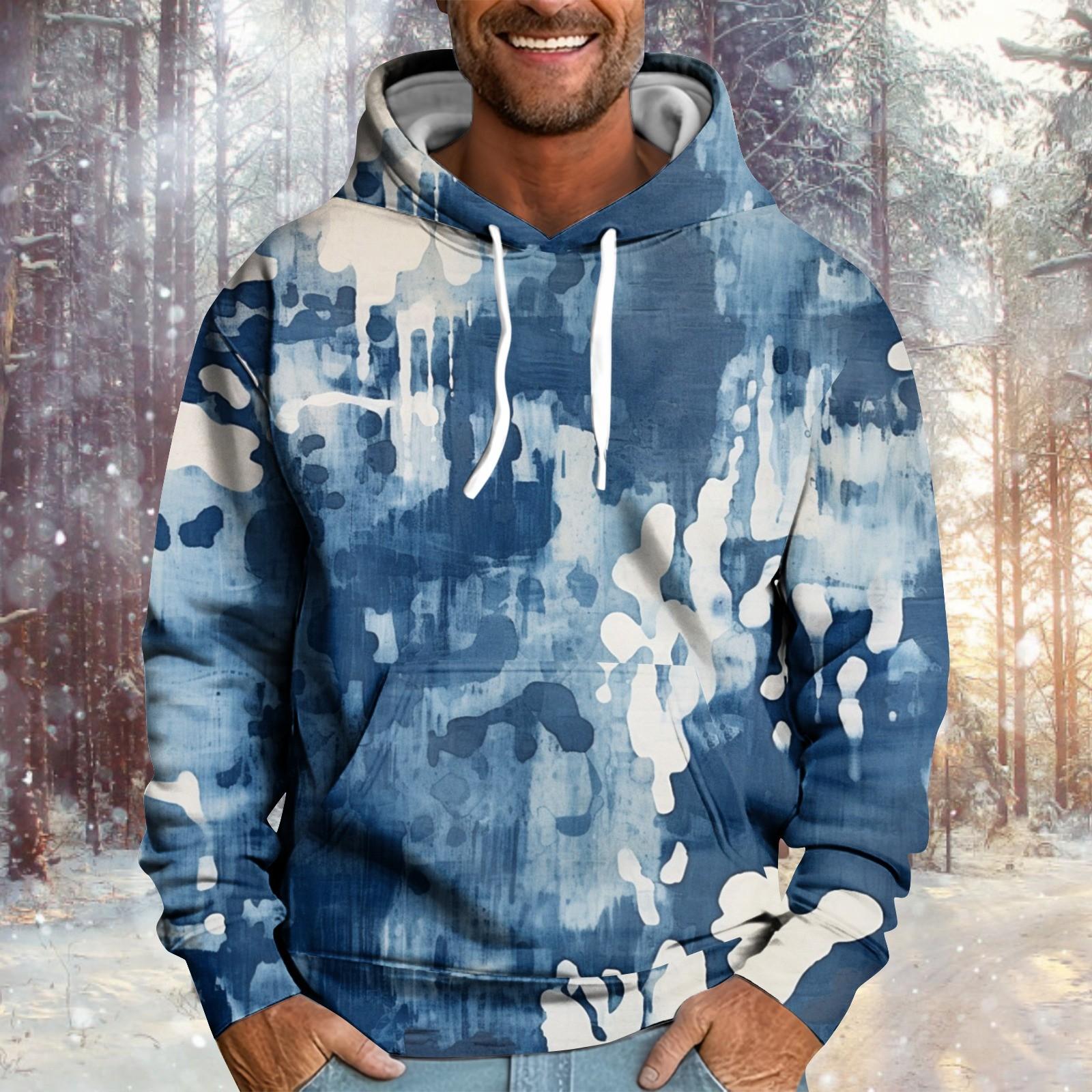 

Men And Women Tie-dyed Long-sleeved Hooded Plush Warm Coat Leisure Sweater M