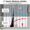 100% Blackout Window Curtain Panel for Bedroom Livingroom Heat and Full Light Blocking Drapes with Black Liner for Nursery hotel