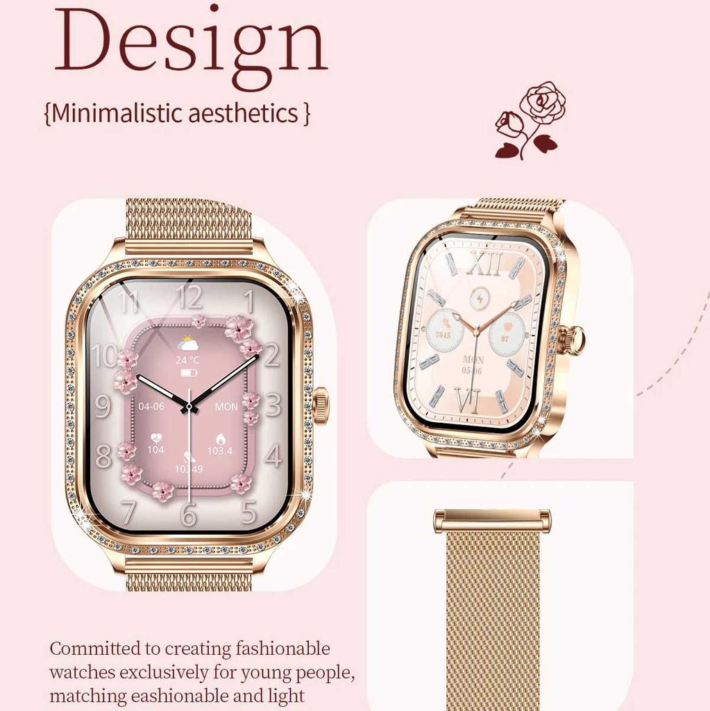 2025 New GPS Track Smart Watch Ladies 466*466 HD Screen Heart Rate Blood Pressure BT Call Smartwatches Women For Android IOS