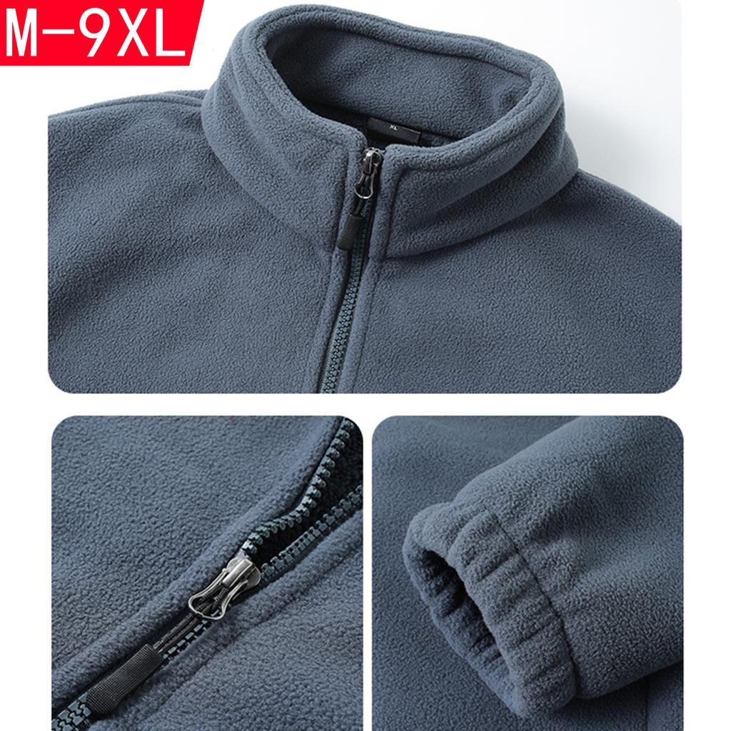 Fuzzy Sherpa Jacket for Men Casual Full Zip Stand Collar Fall Winter Warm Outwear Polar Fleece Jackets Men's Outdoor Hiking Soft Coat With Pockets