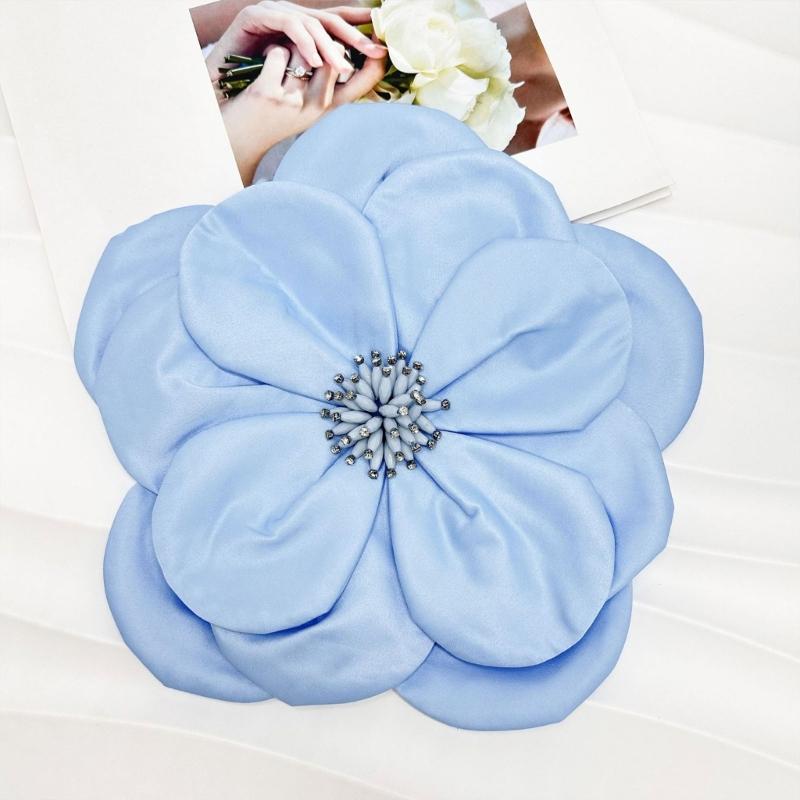 Multi Layer Soft Fabric Large Flower Brooch Stylish Breastpin for Dresses and Tops Floral Shaped Corsage Party Accessory