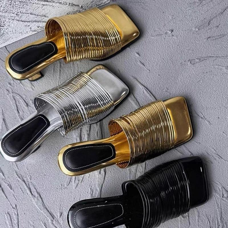 

2025 Women s Slippers Fashion Design Wedge Leather Fish Mouth Flip Flop Outdoor Shoes Summer Party Simple Rubber Women Sandals 39 срібний