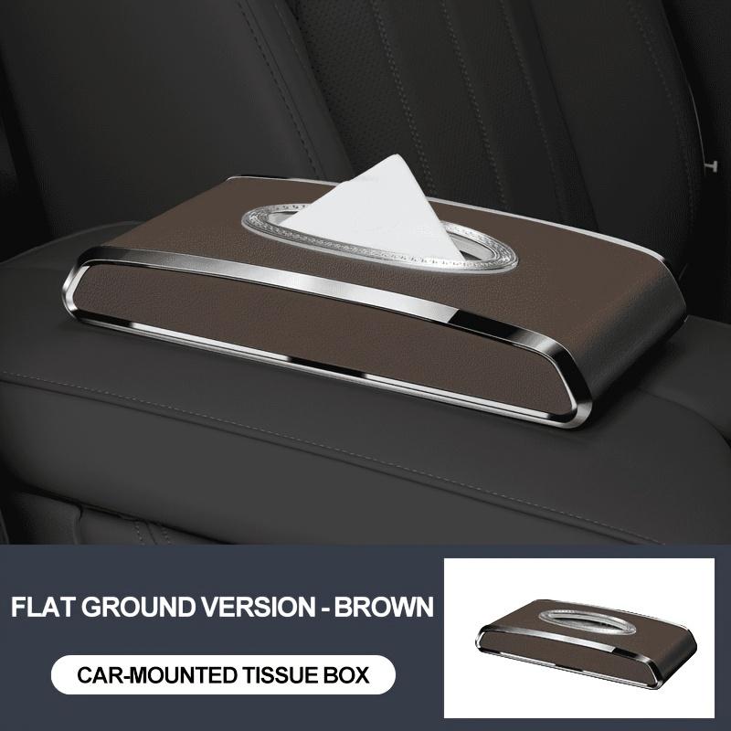 Faux Leather Car Tissue Box with Non-Slip Base Design, Essential for Various Vehicle Types, Enhances The Interior Aesthetics, Easy To Clean