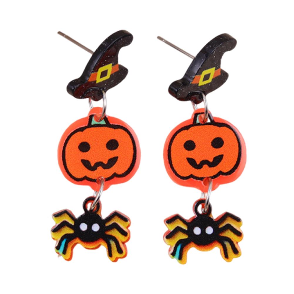 Halloween Contrasting Color Earrings Lightweight Acrylic Ear Studs Creative Stud Earring for Costume Get-Together Party