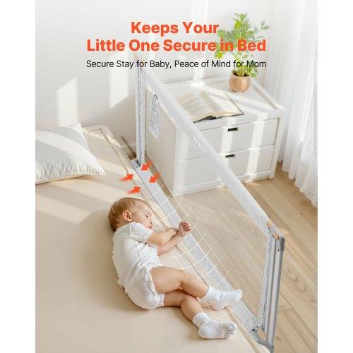 VEVOR Toddler Bed Rail, Kids Beds Guard Rail with Reinforced Iron Pipe and Oxford Cloth, Adjustable Height Bed Side Railing
