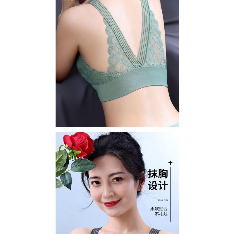 Wireless Chest Padded Plus Size Lace Beauty Back Bra For Women