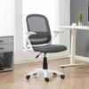 Breathable Mesh Office Chair, Ergonomic Swivel Chair with Folding Armrests and Lumbar Support, Grey