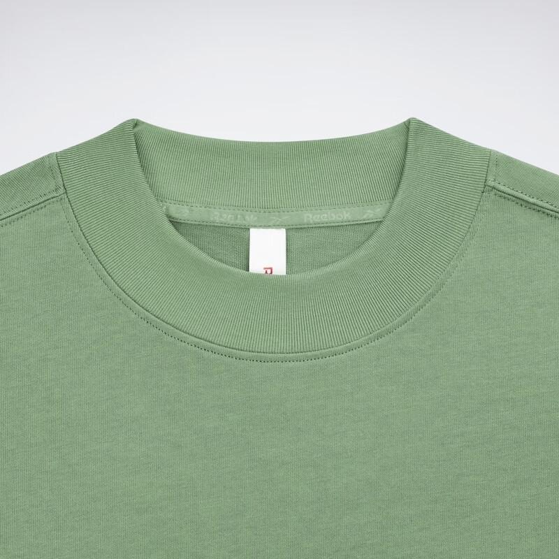 Reebok Beats Pocket Tee Solid Color Knitted Half High Neck Loose Short Sleeve T-Shirt Unisex Tops Green 23RCS421UGL2