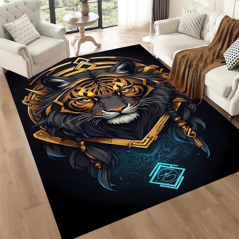 Colorful Tiger Portrait Floor Mats for Living Room, Bedroom and Room Decoration Are Suitable for Gifts.