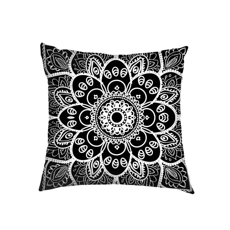 Mandala Floral Print Pillow Case Turkish Blue Evil Eye Cushion Sofa Cases Home Square Throw Pillow Cover Living Room Decoration
