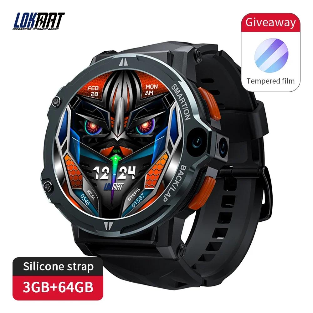 LOKMAT APPLLP 6 Pro Smart Watch with SIM, Wifi 4G Android 3G+64G Dual Camera Face Recognition GPS SOS One-Click Call Smartwatch