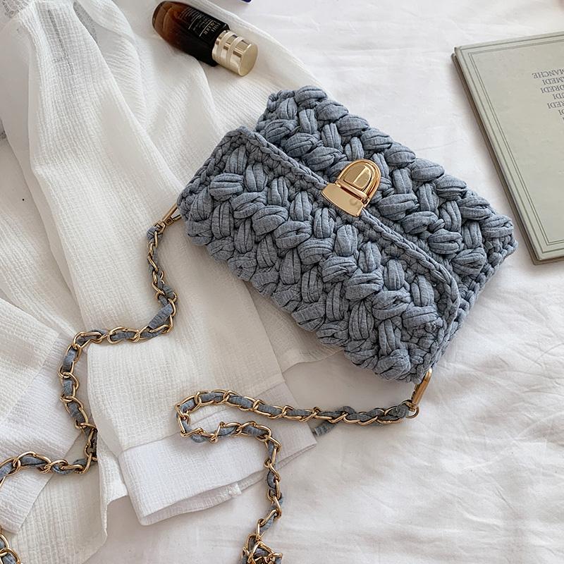 Bolsas de Mão Femininas da Moda Bolsa de Tecido Alça de Crochê Casual Ombro Transversal Clutch