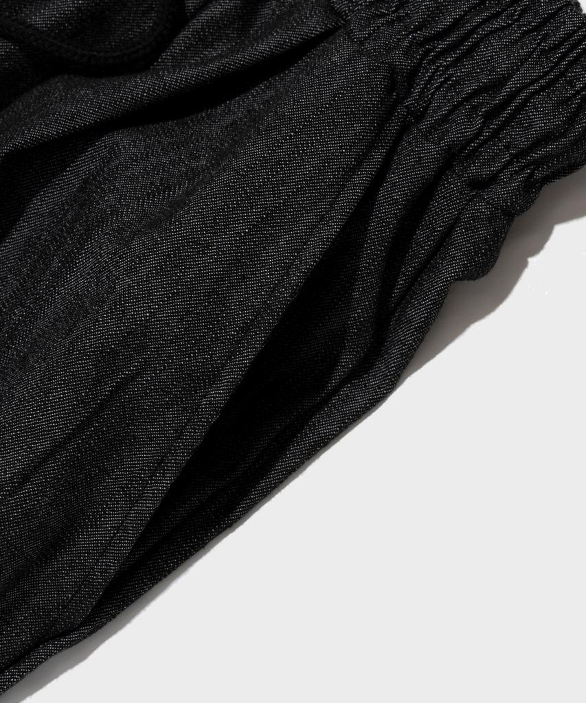 CARGOBROS Double-Pleat Linen Wide Elastic Pants (Black)
