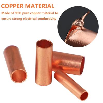 250Pcs Wire Ferrules Kit 7 Sizes Copper Crimp Connectors Non Insulated with Heat Shrink Tube Electrical Terminal