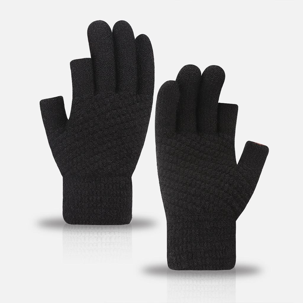 iwarm love warm dew two-finger office writing gloves men and women winter two half-finger knitted imitation cashmere student gloves