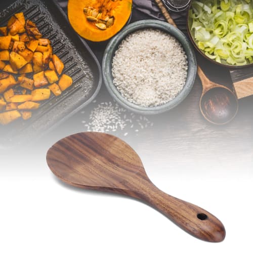 Non-stick Natural Wooden Rice Paddle, Shallow Round Head Rice Spoon, Kufooeyhnc98vm3