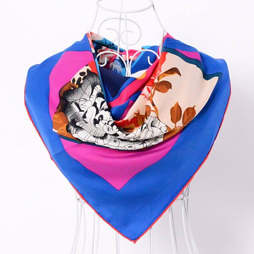 [BYSIFA]Autumn Winter Twill Large Square Pink Twill Scarves Headscarves 90*90cm Fashion Accessories Ladies Multi Head Scarf Cape