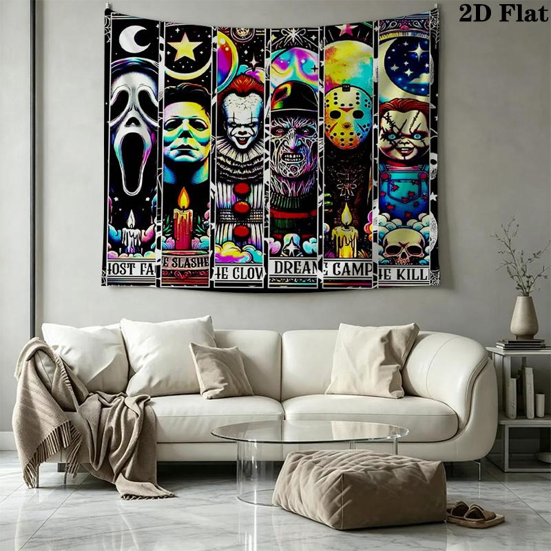 Horror Halloween Wall Tapestry Aesthetic Wall Hanging Printed Fabric Blanket Decorative Tapestries for Bedroom Living Room Home Decor