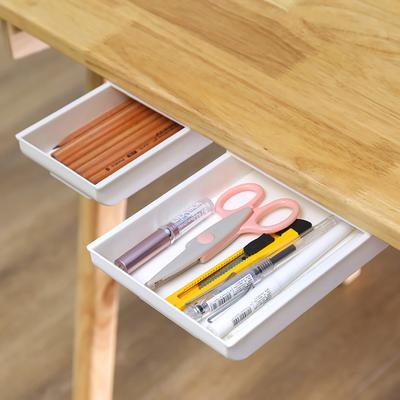 Creative Hidden Drawer Organizer Sticky Small Drawer Under Desk Space-saving Adhesive Stationery Holder Organizer Office/Home Use