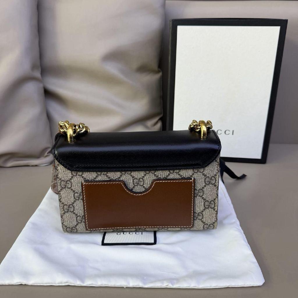 [Pre-Owned] Padlock Moonlight Treasure Box Series Metal Lock Logo Canvas And Leather Crossbody Bag Small - Excellent #1YO23TD
