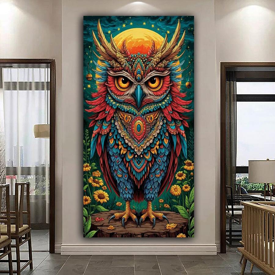 Colorful Owl Large Size Diamond Painting Animals Diy Full Square Round Drill Rhinestone Embroidery Mosaic Cross Stitch Kits