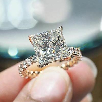 New Square Cubic Zirconia Promise Wedding Rings for Women 2022 Trend Luxury Proposal Engagement Party Rings Ladies Jewelry