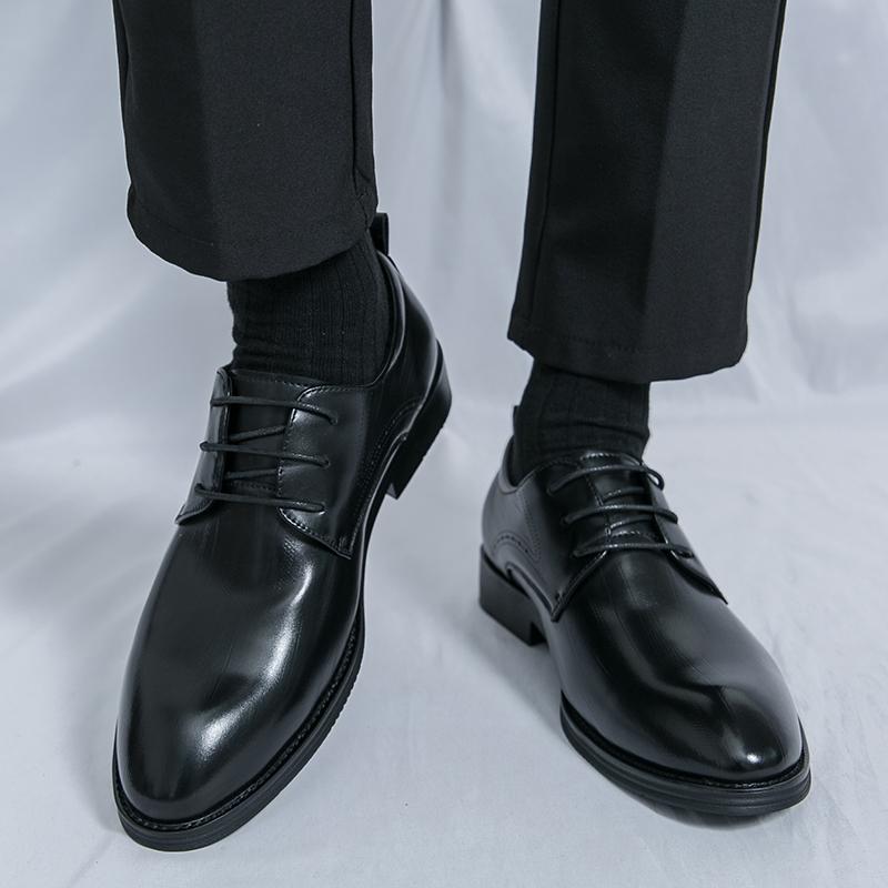 Fashion Men's Fashionable Brand Non Slip Comfortable Soft Sole Business Office Formal Attire Elegant Lace Up Casual Oxford Leather Shoes