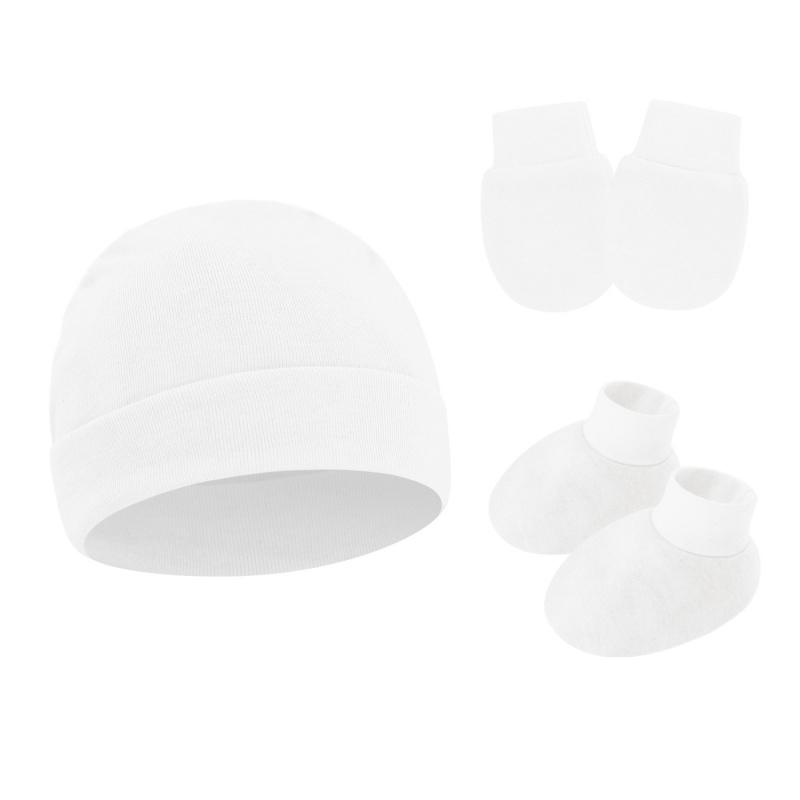 Pure Cotton Newborn Baby Hat Mittens And Booties Set, Spring Infant Cap Gloves Foot Covers For Daily Wear, Home Travel And Cute Style