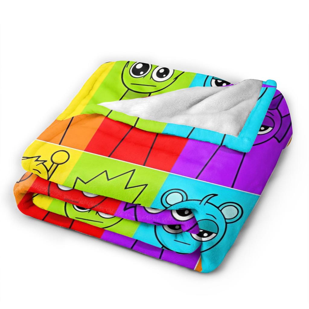 Sprunki Charaktere Spiel Gestrickte Decken Flanell Überwurfdecken Bettwäsche Sofa Bedruckte Leichte Tagesdecke,