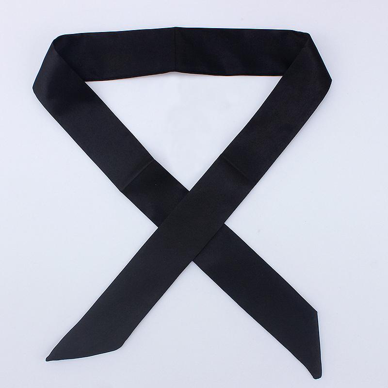 

4x100cm Satin Silk Narrow Scarf Neckerchief Solid Neck Scarves Long Silk Thin Scarf Tie Black Bag Ribbon Headbands Choker 4x100cm