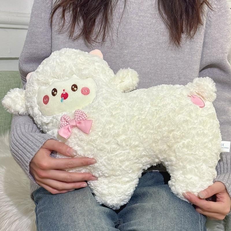 Sheep Adorable Plushie Dolls With Checkered Bow Decoration For Children Gift