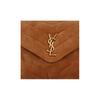 Saint Laurent Borsa a Spalla Mini Loulou Logo Trapuntata in Pelle con Patta Donna Cannella 678401-1U837-7761