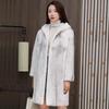Women's Cross Mink Skin Coat Whole Mink Long Fur Coat Winter New Hooded Velvet Warm