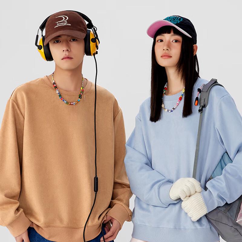 MINISO Men's Suede Round Neck Sweatshirt