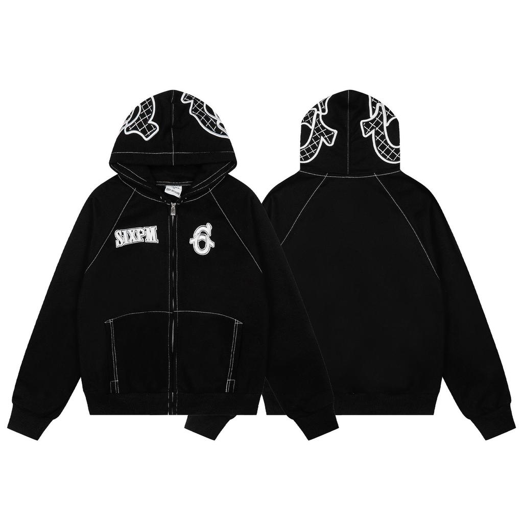 Cross-Border SPM Unisex Casual Embroidered Warm Hoodie & Sweatpants Set with Plus Velvet for Fall/Winter.