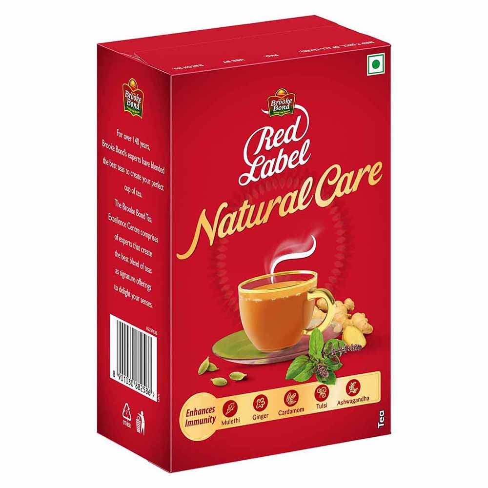 Red Label Natural Care Tea 500 Grams Pack of 1, Flavored Masala Herbal Chai for Daily Enjoyment
