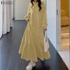 ZANZEA Women Casual Round Neck Long Sleeve Loose Ruffles Sweatshirt Dress